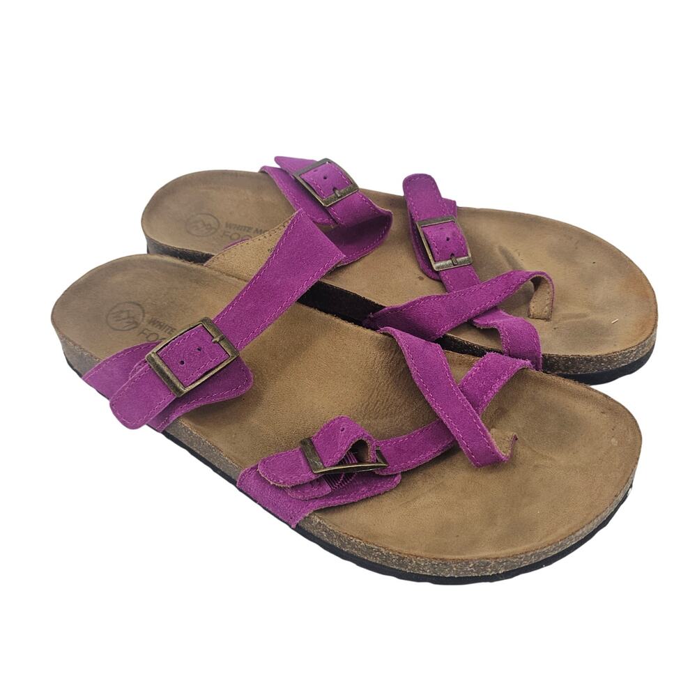 White Mountain Footbeds Gracie suede leather sandal Purple Womens 10 M Boho Gorp